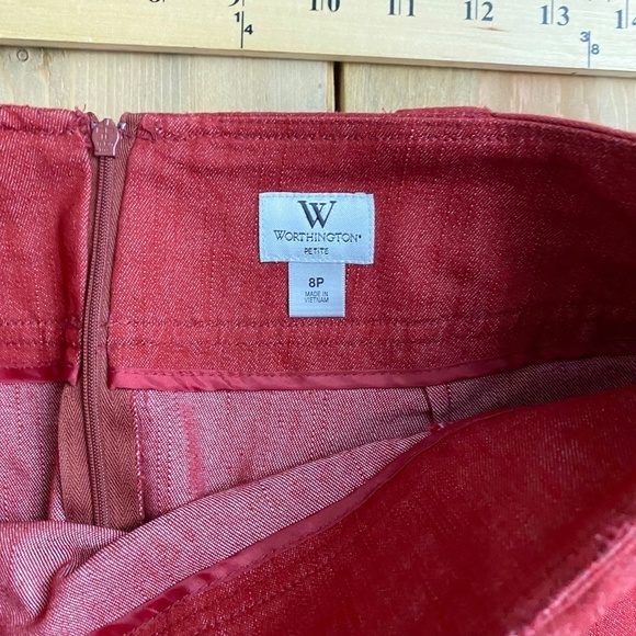 Worthington Red Denim Pencil Skirt 8P - Picture 3 of 5